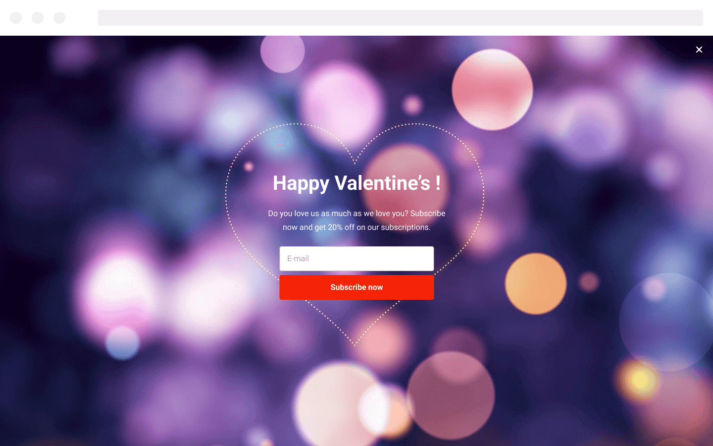 Valentines Day Opt-in Fullscreen Discount Popup