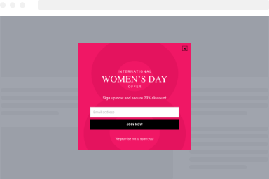 International Women’s Day Discount Opt-in Popup Form