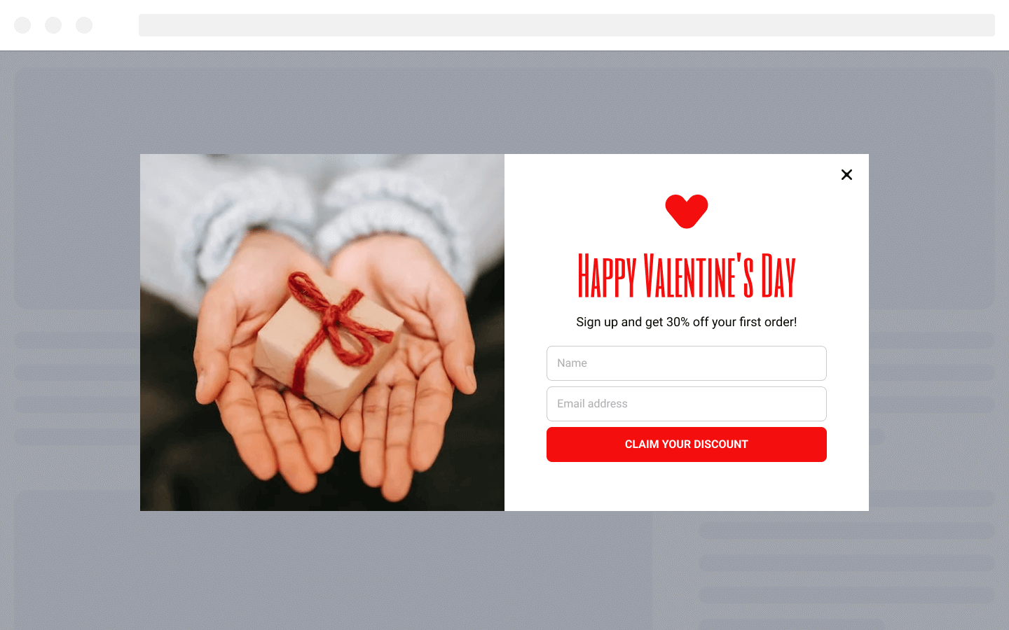 Offer a Discount to New Visitors on Valentine’s Day with an Opt-in Popup