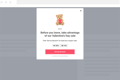 Decrease Cart Abandonment on Valentine’s Day with an Exit Intent Popup