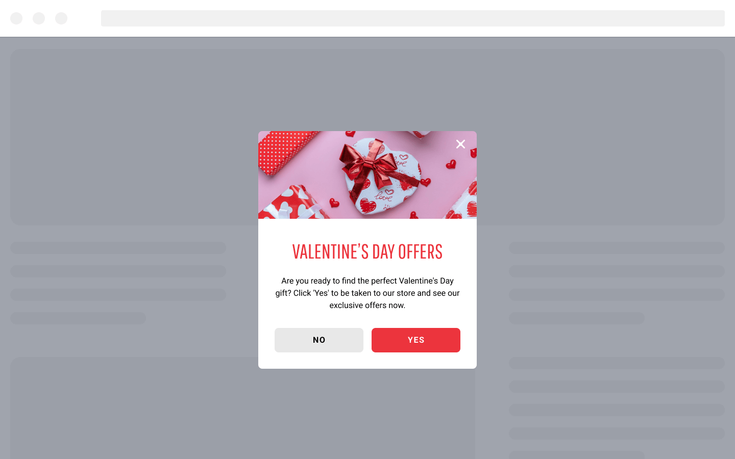 Engage with Visitors on Valentine’s Day with a Yes / No Popup